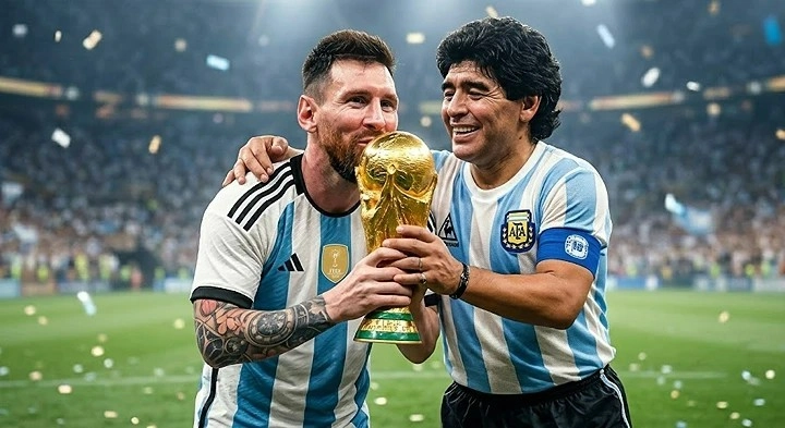 Messi and Maradona World Cup Tribute